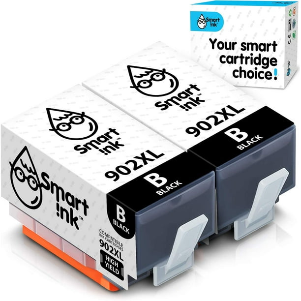 Remplacement de cartouche d'encre compatible Smart Ink pour HP 902 XL 902XL  (noir, lot de 2) avec technologie de puce avancée à utiliser 