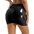 thumbnail image 3 of Zaldita Womens Wet Look Patent Leather Mini Bodycon Skirt Hip Skirts for Clubwear Music Festival Black S, 3 of 7
