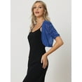 thumbnail image 4 of DARING DIVA Women's Mesh Sheer Shrug Cropped Cardigan Bolero M Blue, 4 of 6