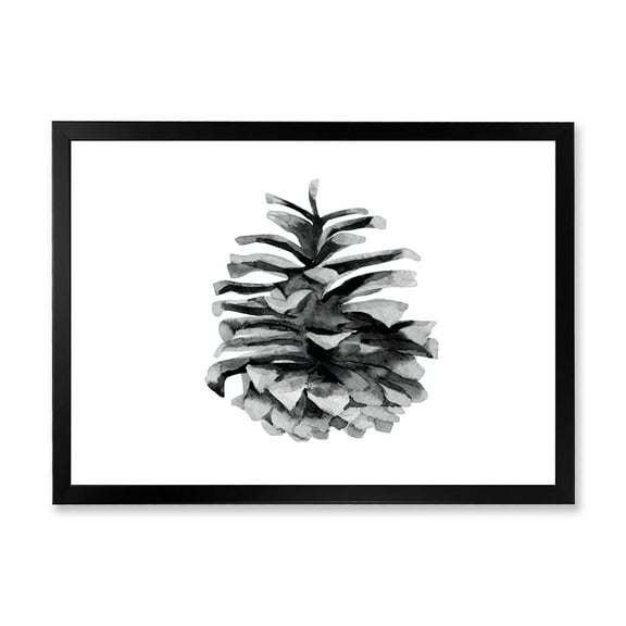 Designart 'Conifer Cone Black and White' Traditional Framed Art Print