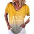 thumbnail image 2 of Tejiojio Essentials Short Sleeve Clearance Lady's Summer T-Shirt Womens Casual V-Neck Fading Color Blouse Tops Plus Size, 2 of 5