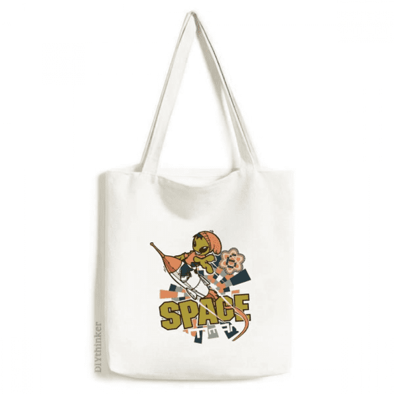 Universe And Alien Spacewalk Tote Canvas Bag Shopping Satchel Casual Handbag