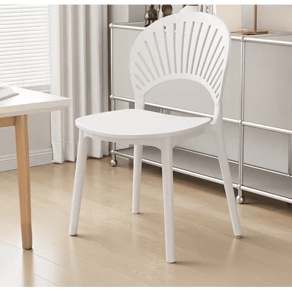 Stackable Plastic Dining Chair, Pearl White