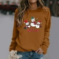 thumbnail image 2 of Fiaer Snowman Womens Sweatshirts Christmas Crew Neck Long Sleeve Pullover Plus Size Baggy Fashion Cozy Holiday Tops Coffee S, 2 of 4
