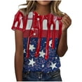 thumbnail image 2 of Memorial Day T Shirts for Women Red White and Blue T Shirts Women 4th of July Shirts Red White and Blue Tops Memorial Day Tee Women's New Casual Fashion Printed T-Shirt Crewneck Short-Sleeved Top, 2 of 4