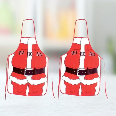 

2Pcs Christmas Style Apron Kitchen Old Man Pattern Apron Festive Decorations Party Gifts for Kitchen Restaurant(Red)