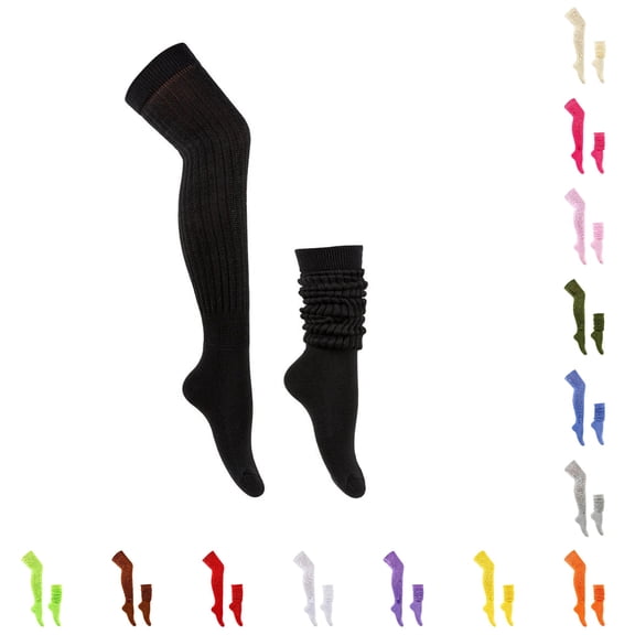 Daznico Women's Ribbed Knit Stackable over the Knee Socks Thick Stretch Soft Warm Retro Casual Daily Long Socks