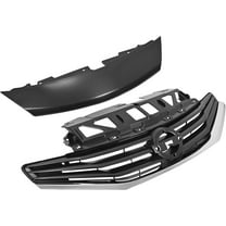 KOJEM Front Grill & Hood Molding for 2014-2017 Nissan Versa Note 623203VY0H NI1201100 Upper Bumper Grille & Hood Molding Cover Chrome Black Silvery 2Pcs