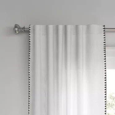 54"x84" Light Filtering Stitched Edge Curtain Panel Cream