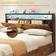 thumbnail image 4 of Dextrus King Size Bed Frame, Platform Bed with Storage Headboard, LED Light Strip, USB Ports & Charging Outlets, Four Storage Drawers, No Box Spring Needed, Easy Assembly - Vintage Brown, 4 of 5