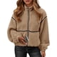 thumbnail image 3 of Abrigo de Mujer Informal con Solapa, Cremallera , Forro , Larga, Corte Oversize, Cálido, Ideal para el Invierno, con Bolsillos Caqui L, 3 of 7