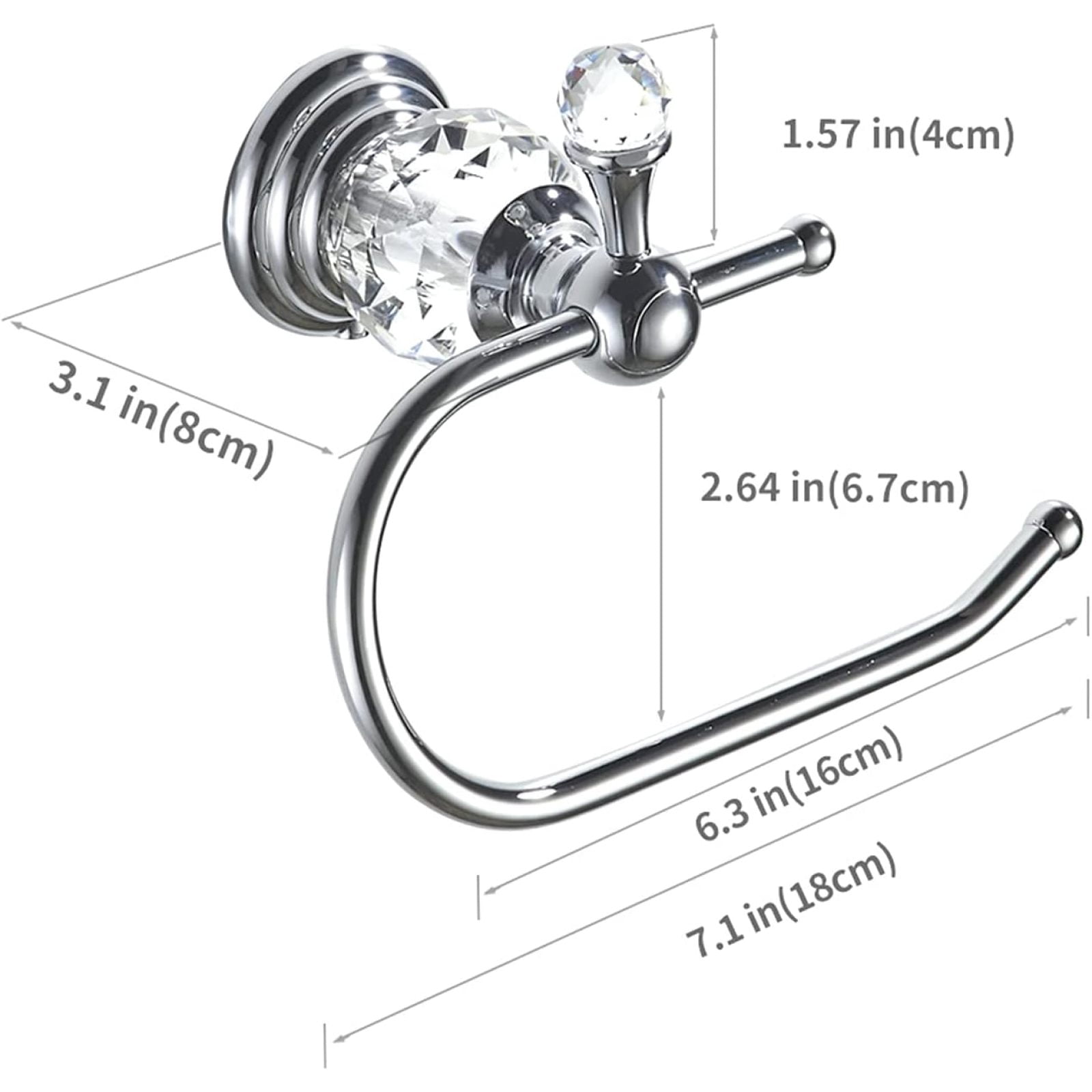 SQDWYGUO WOLIBEER Crystal Toilet Paper Holder, Polished Chrome Tissue Paper Holder Silver Bathroom Toilet Roll Hanger Wall Mounted Brass,6.3in*2.46in