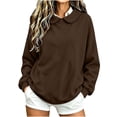 thumbnail image 2 of lcziwo Womens Oversized Sweatshirts No Hood Trendy Cute Peter Pan Collar Long Sleeve Pullover Athletic Sweatshirt Winter 2026 Brown,XL, 2 of 8