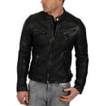 thumbnail image 2 of New Mens Leather Jacket Slim fit Biker Motorcycle Genuine lambskin jacket A107, 2 of 4