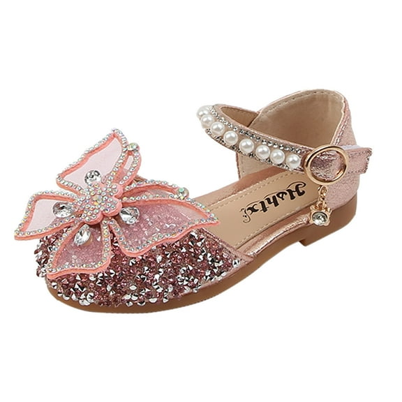GERsome Infant Kids Baby Girls Pearl Crystal Bling Bowknot Single Princess Shoes Sandals Soft Adorable Baby Shoes