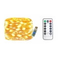 thumbnail image 1 of Guirnalda de luces navideñas USB de 100 LED con control remoto, ideal para Halloween, para decoración de interiores y exteriores, ideal para dormitorio, boda, fiesta, hogar y jardín, color blanco cáli, 1 of 5