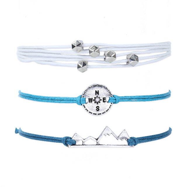 Pulseras bohemias con ondas de anzuelo, cadena tejida a mano, joyería de mano, accesorios decorativos de moda para mujeres y niñas Ropa, zapatos y accesorios Miscelánea Brújula de montaña de 3 piezas Sonducket AP010273-02