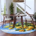 thumbnail image 4 of Summer Fruit Round Living Room Rugs 8 ft, Yellow Lemon Blue Sky Green Leaf Ocean Washable Large Area Rug with Non-Slip Sturdy Edge Binding Round Carpet for Dining Room Kitchen Office, 4 of 9