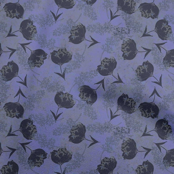 oneOone Polyester Spandex Bluish Violet Fabric Florals Dress Material Fabric Print Fabric By The Yard 56 Inch Wide