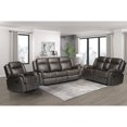 thumbnail image 2 of Hybition 3-Piece Living Room Set, PU Leather Reclining Sofa Set, Hidden Console with Cup Holders, Storage Box-Color:Grey, 2 of 7