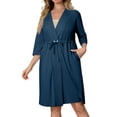 thumbnail image 4 of longantii Post Surgery Mastectomy Robes for Women with 4 Internal Drain Pockets 3/4 Sleeves Night Gowns Pajama Dress Shirts Dark Blue M, 4 of 8