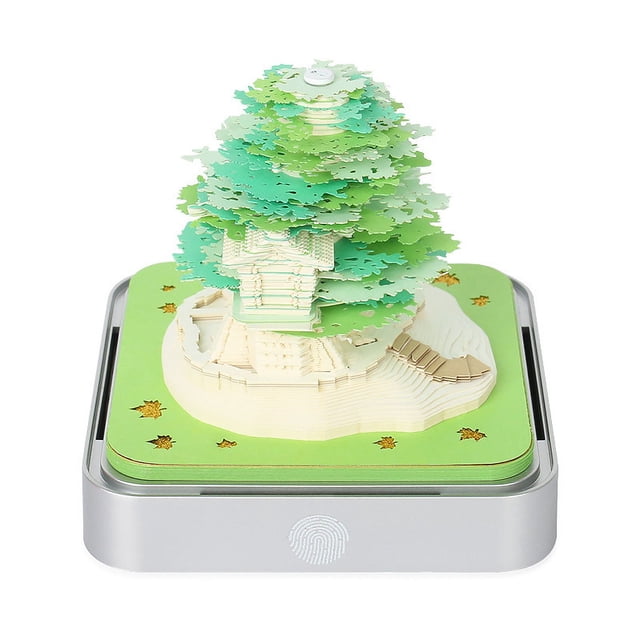 Regalo conmemorativo empresarial creativo Modelo de tallado de papel tridimensional 3D Decoración de escritorio Calendario de la Tierra Casa del árbol Nota Calendario semanal