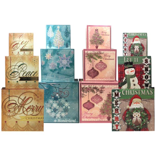 Darice Christmas Gift Box Nested Set Square 4 Astd - Walmart.com - Walmart.com