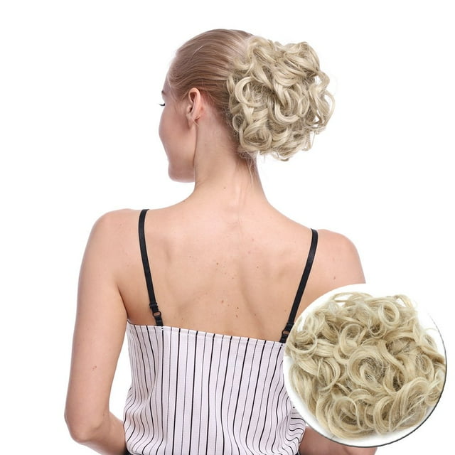 Peignes Chouchous Extension de Cheveux à Clip Chignon Beigne Pièce de Cheveux, Brun Foncé, 90g