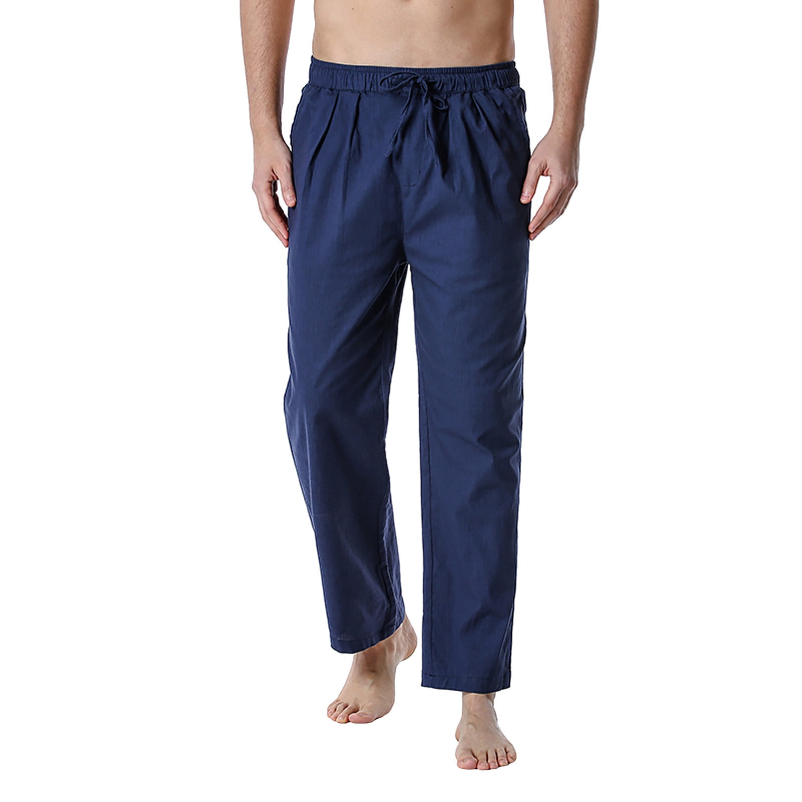 RKZDSR Men's Cotton-Linen Loose Casual Lightweight Elastic Waist Pants ...