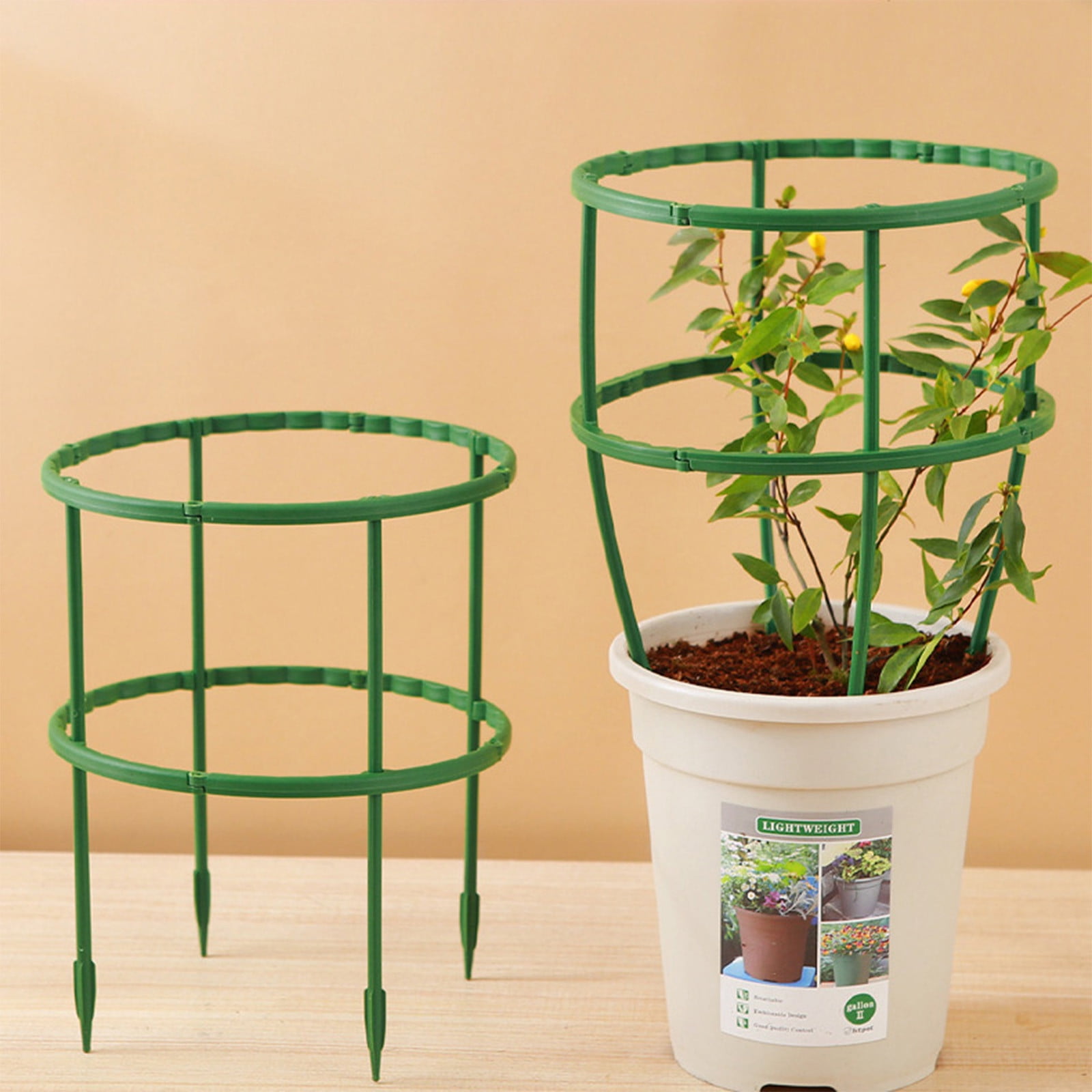 Weloille Semi-Circular Steel Core Plant Support Stand White for Climbing Plants Flowers Vegetables Garden Trellis