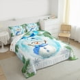 thumbnail image 3 of Homewish Snowman Snowflake 3-Piece Full Size Comforter Sets for Preppy Children Teens,Happy Xmas Christmas Bedding Comforter Set,Green Tree Leaves Lightweight Bedding Sets,Lightweight Room Decor, 3 of 8