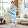 thumbnail image 3 of Adult Christmas Onesie Winter Snowflake Penguin Pattern Zipper One-Piece Pajamas Unisex with Pockets, 3 of 6