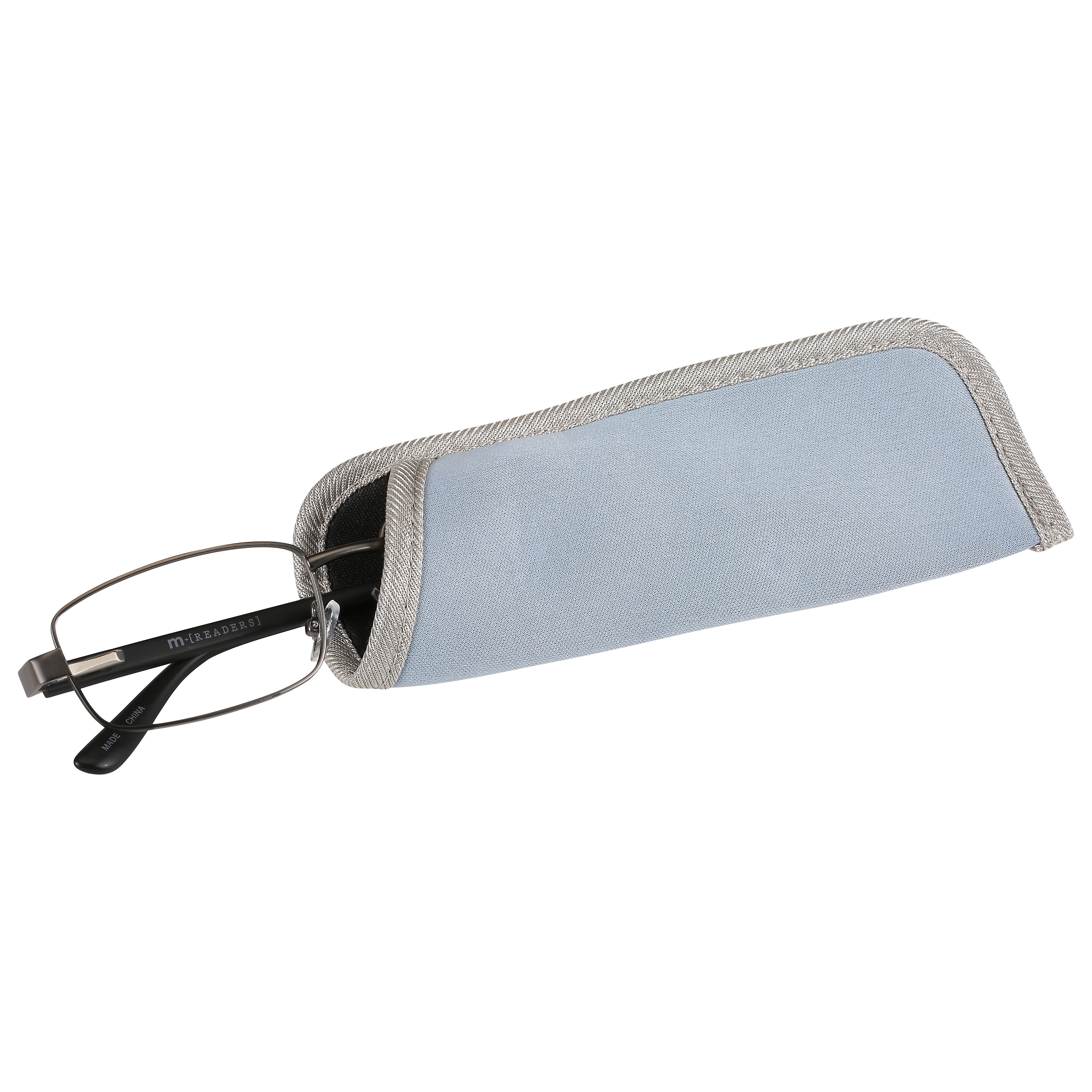 M+ Mens Rectangular Metal Reading Glasses Dgun 1.25 Reed in Gunmetal with Matte Black Temples