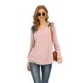 thumbnail image 1 of T-shirt Décontracté à Manches Longues Croisé Col Rond pour Femme, 1 of 7