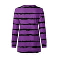 thumbnail image 4 of IROINNID Women Fashion Irregular Striped Printed Round Neck Long Sleeve Blouse Casual Tops Loose Fit Comfortable Pullover Streetwear Soft Fabric Stylish Everyday Wear(Purple,2XL), 4 of 5