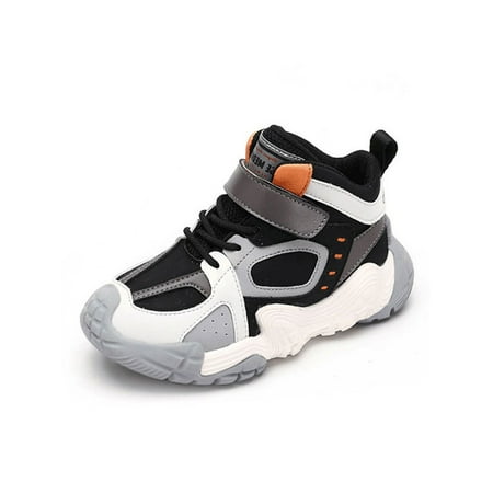 

Difumos Children Sneakers Hook And Loop Sneaker Plush Lined Running Shoes Outdoor Comfort Winter Shoe Breathable Round Toe Black 8C