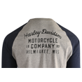 thumbnail image 5 of Harley-Davidson Men's T-Shirt Blue Heather Grey Oil Can Bar &amp; Shield Raglan, 5 of 5