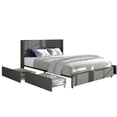 thumbnail image 3 of GDF Studio Anna Queen Size Linen Upholstered Wingback Platform Bed with 4 Drawers Storage, Gray, 3 of 8