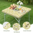 thumbnail image 4 of Beige Daisy Flower White Blooms Pattern Square Fitted Tablecloth with Elastic Edge,Square Table Cover,Washable Elastic Table Cover for Home Kitchen Party Decor 36"x36", 4 of 6