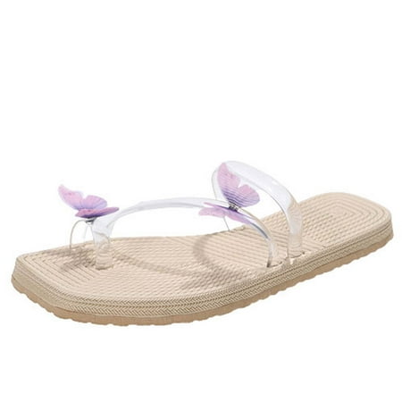 

Summer Saving Clearance! Kukoosong Flat Sandals for Women Summer Slippers Bowknot Decorate Toe Ring Design Sandals Flat Beach Slippers Women s Sandals Purple 36