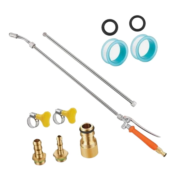 Varilla rociadora de repuesto, punta de latón de 1/4" y 3/8", resistente, 28,35 pulgadas con abrazaderas de manguera, varilla rociadora de