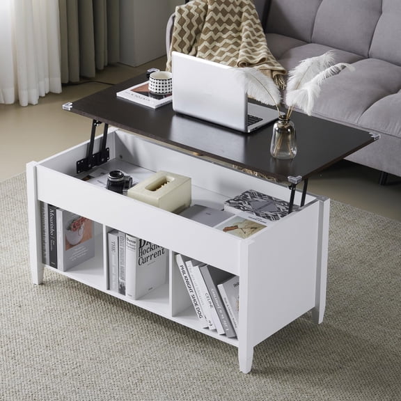 Lift Top Coffee Table with Hidden Storage, Wood Coffee Table with Lifting Tabletop