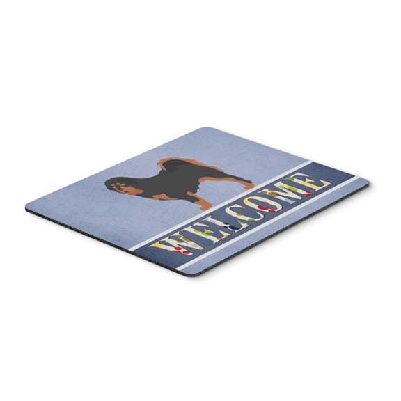 Tibetan Mastiff Welcome Mouse Pad Hot Pad or Trivet Blue