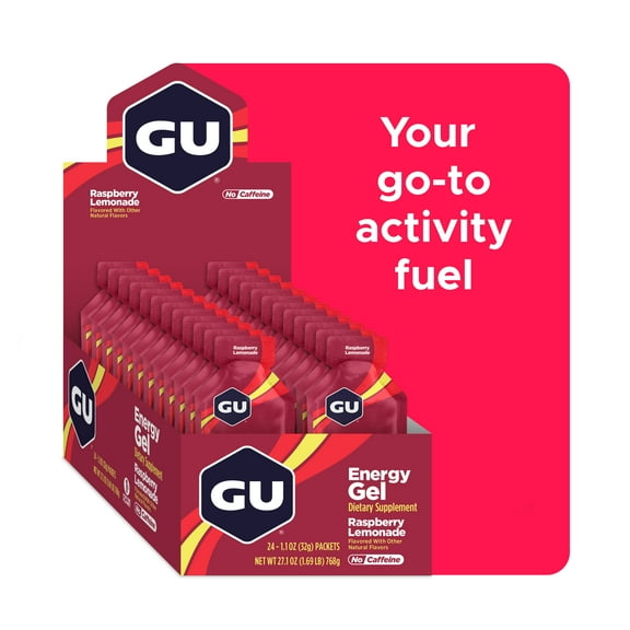 GU Energy Gel, Raspberry Lemonade, 24ct Box, Energy Booster for Running