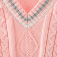 thumbnail image 4 of SUXIAN Classic V Neck School Sweater Vest for Girls Knit Cardigan Comfortable Academic Style Pink 11-12 Years, 4 of 7