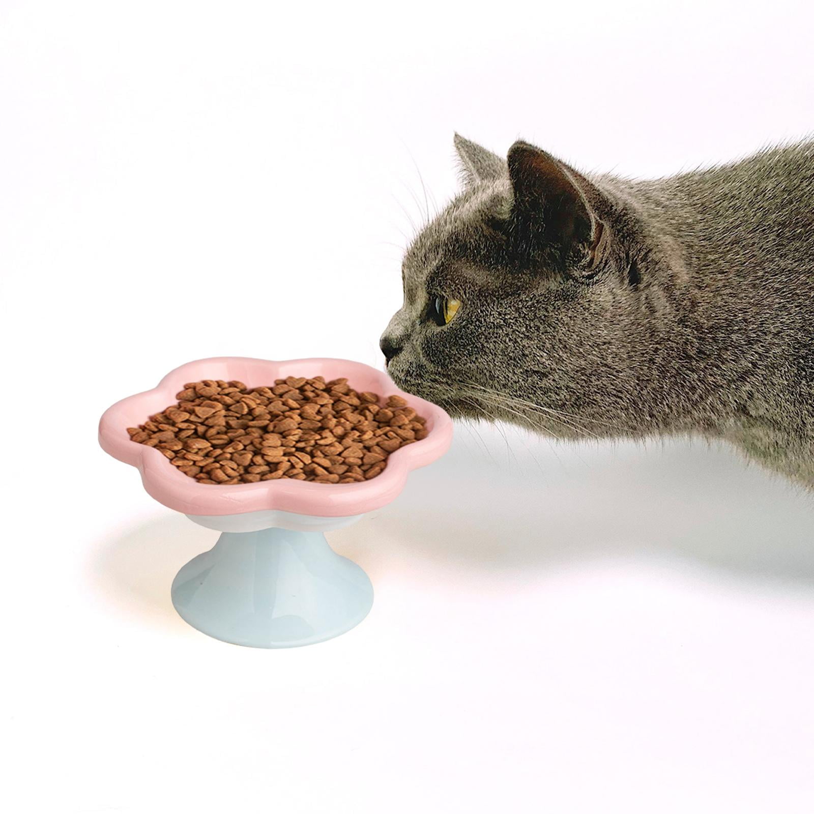 Gazechimp Ceramic Raised Cat Bowls Food Feeding Cat Feeding Bowls for Small Medium Dog Pink