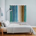 thumbnail image 5 of Curtains 84 Inches Long 2 Panels, Teal Brown Blue Wooden Grommets Window Treatment Curtain, Farmhouse Vertical Striped Art Thermal Curtains Drapes for Living Room/Bathroom, 5 of 9