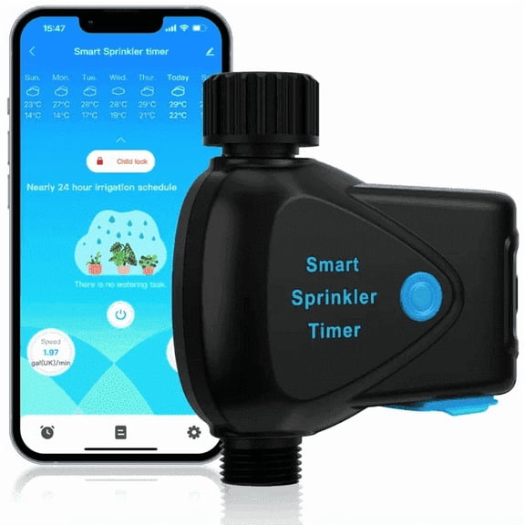WiFi Sprinkler Timer for Garden Hose ,GreenVation Water Timer with Tuya/Smart Life, Automatic Watering System for Outdoor Plant Watering/Lawn/Yard/Patio