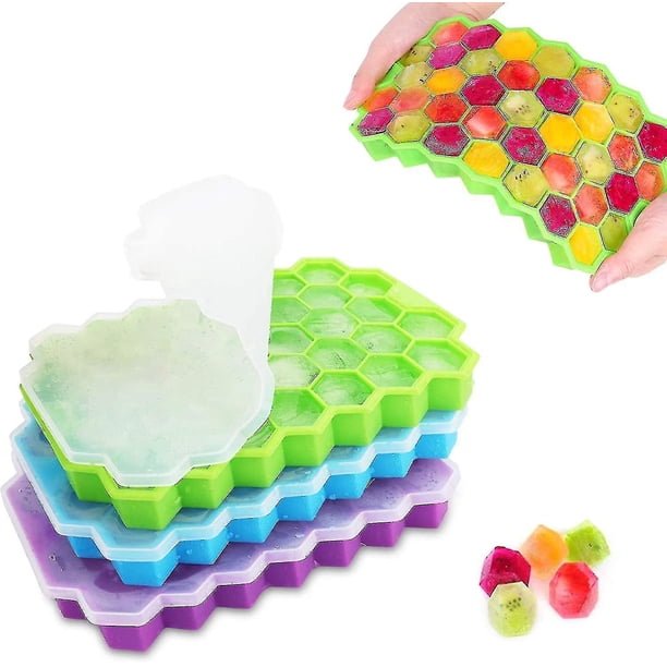 3 Pcs Silicone Ice Cube Tray With Lid 111 Block Ice Cube Mold, Whiskey Ice Cubes Easy Se