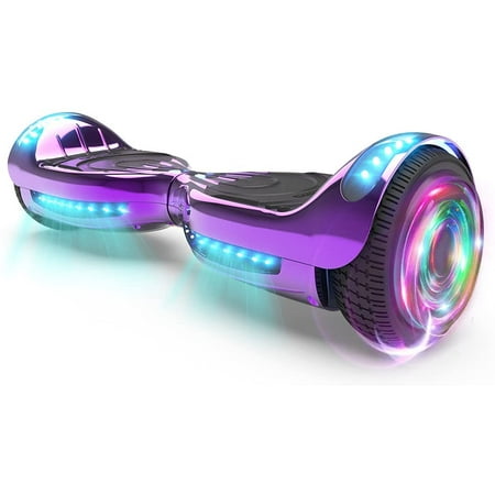 hoverstar flash wheel hover board 6.5 in. bluetooth speaker with led light self balancing wheel electric scooter   chrome purple